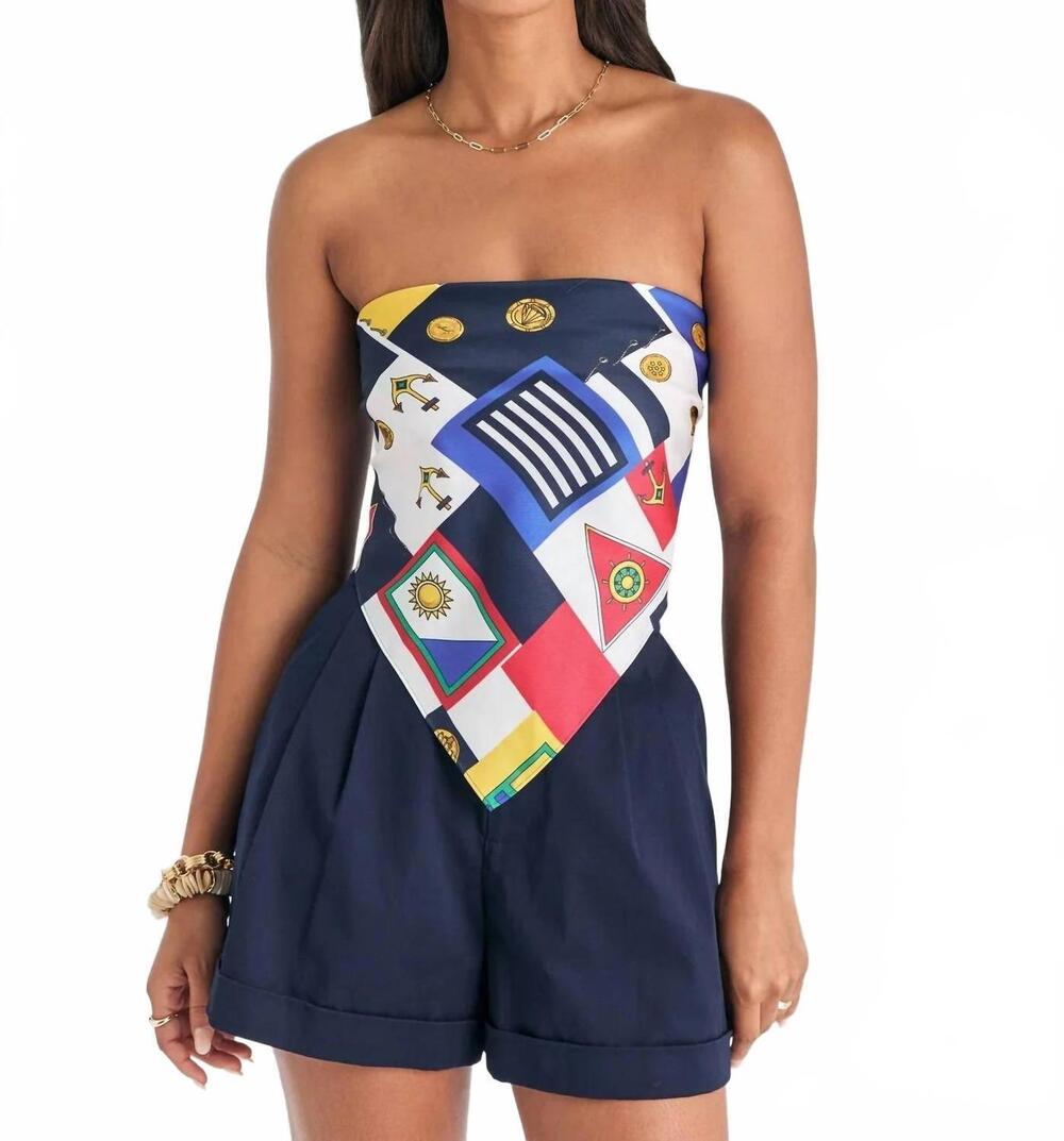 NEW SER.O.YA hark satin top in regatta